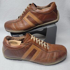 NEXT Euro Chunky Shoes Men's Size 10 Brown Leather Low-Top Lace Up Y2K Preppy